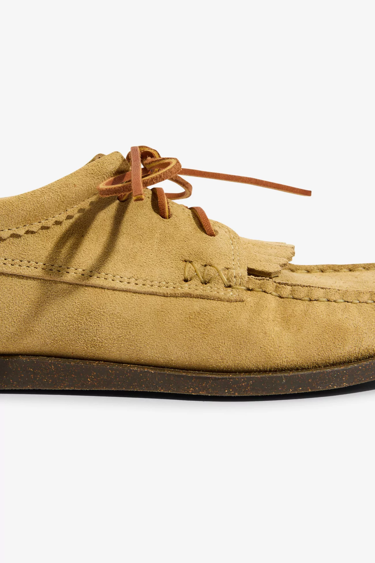 Yuketen Blucher Kiltie Camp Sole Leather Moccasin – FO Khaki | Centre Commercial